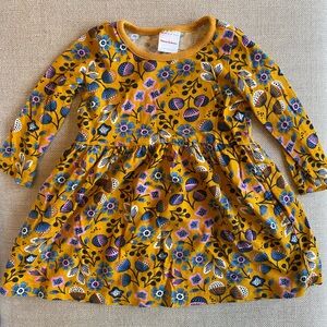 Hanna Andersson Yellow and Pink Floral Long Sleeved Dress